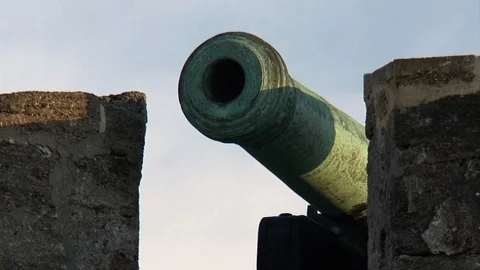 Saint Augustine Castillo de San Marcos Spanish fort cannon Stock Footage 92208383
