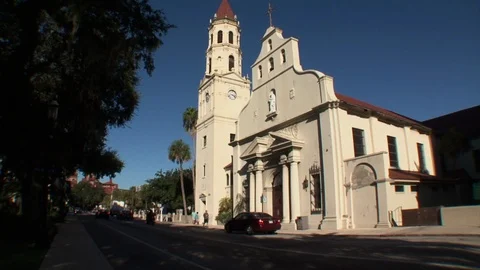 Saint Augustine Cathedral Basilica-pan reveal Stock Footage 92208734