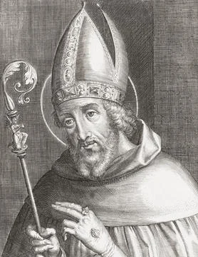 Saint Augustine of Hippo aka Saint Austin, born 354 died 430. Bishop of Hippo Re 스톡 일러스트