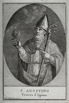 Saint Augustine of Hippo. Engraving. Illustrazione stock