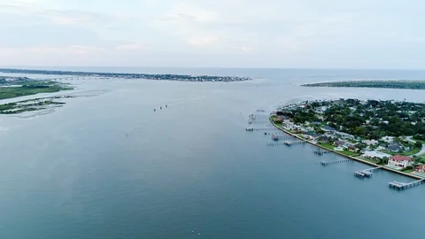 Saint Augustine Inlet with Sailboat Stock Footage 113865065