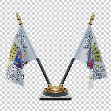 Saint Barthelemy 3d illustration flag on pole. Wood flagpole Illustrazione stock