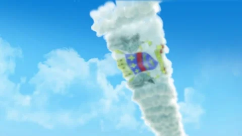 Saint Barthelemy Flag 3D Render Animation Created with Colored Smoke Trails  Stock Footage 332310288