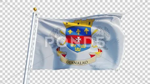 Saint Barthelemy flag, close up, isolated with alpha channel Stock Photos