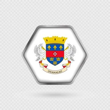 Saint Barthelemy flag in a hexagon frame. Stock Illustration