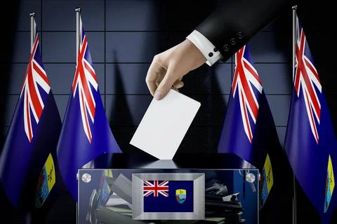 Saint Barthelemy flags, hand dropping ballot card into a box - voting, electi Stock-Illustration