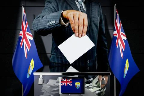 Saint Barthelemy flags, hand dropping voting card - election concept Stock Illustration