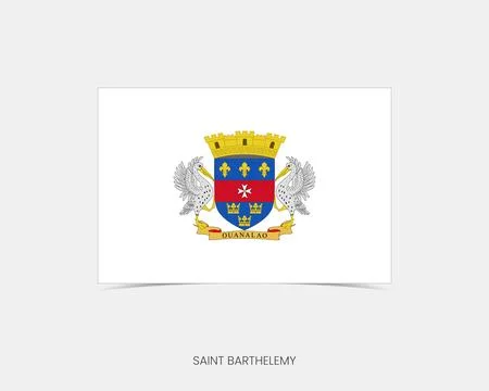 Saint Barthelemy Rectangle flag icon with shadow. 스톡 일러스트