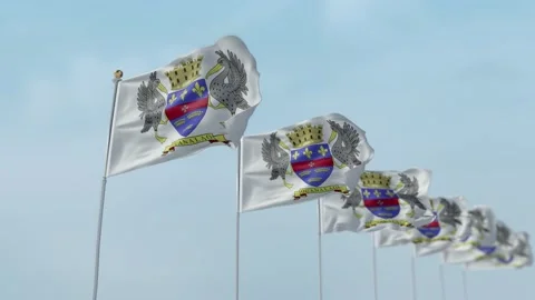 Saint Barthelemy Row Of Flags Animation Stock Footage 136243283