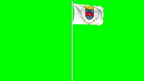 Saint Barthelmy Flag Waving Fluttering on Wind Loopable Green Blue Screen Matte Stock Footage 77572996