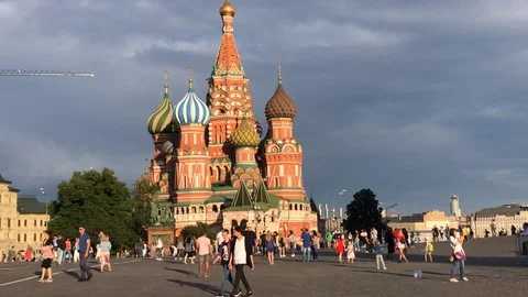 Saint Basil Cathedral On Red Square, Moscow, 2019 Stock Footage 109461406