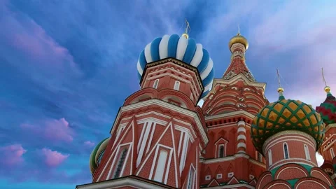 Saint Basil cathedral (Temple of Basil the Blessed) Timelapse. Stock Footage 194645386