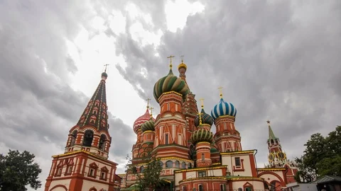 Saint Basil's Cathedral Cloudy Timelapse Stock Footage 97184084