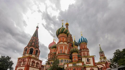 Saint Basil's Cathedral Cloudy Timelapse Stock Footage 97184095