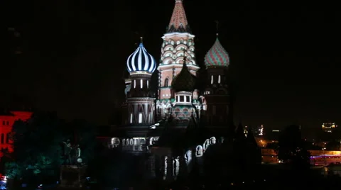 Saint Basil's Cathedral illuminated Stock Footage 45841990
