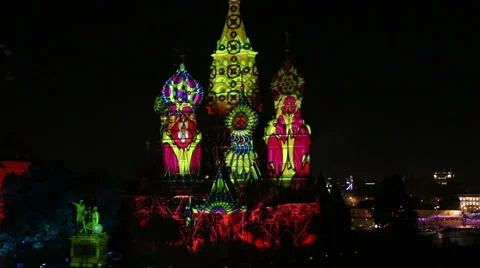 Saint Basil's Cathedral illuminated Stock Footage 46500591