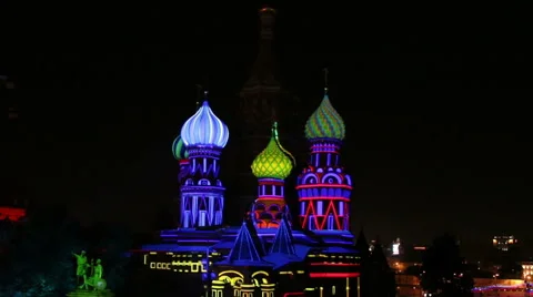 Saint Basil's Cathedral illuminated. 動画素材 59942824