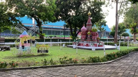 Saint Basil's Cathedral Model at Mini Siam, miniature park in Pattaya Stock Footage 221188417