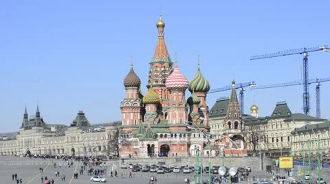 Saint Basil's cathedral in Moscow on the Red Square Stock Footage 22722384
