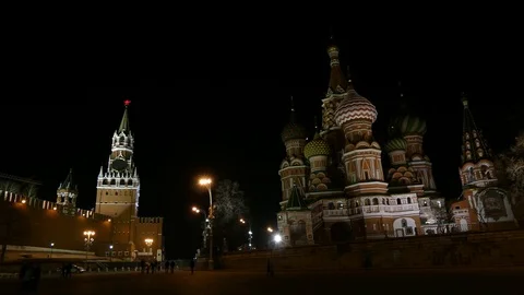 Saint Basils Cathedral in Red Square, Moscow Stock Footage 81367660