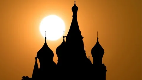 Saint Basil's Cathedral in Red Square in Moscow, Russia, Sunset Timelapse Stock Footage 106902608