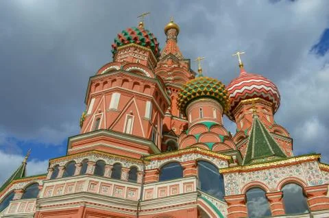 Saint Basil's Cathedral at Red Square in Moscow (Bottom view) Stock Photos