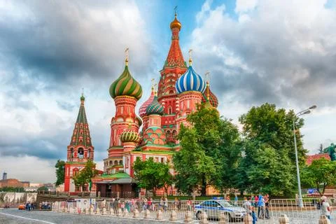 Saint Basil's Cathedral on Red Square in Moscow, Russia Stock Photos