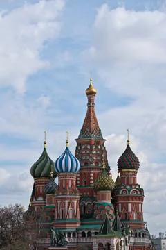 Saint Basil's Cathedral on Red Square under Cloudy Sky, Moscow, Russia Fotos Stock