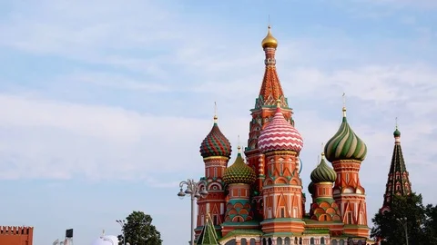 Saint Basil's Cathedral timelapse with blue sky and cloud movement Video stock 79900217
