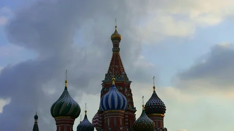 Saint Basil's Catherdral with Dark Clouds Stock Footage 76837746