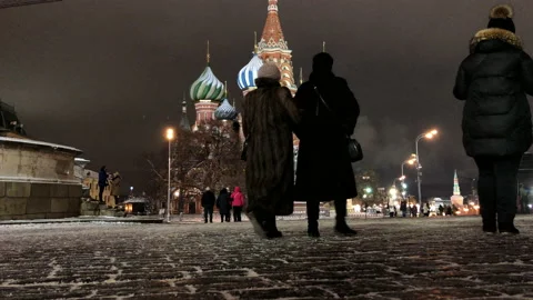Saint Basil's Church in Red Square at Christmas F Видео 201647313