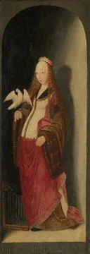 Saint Cecilia, right wing of a triptych.The outside of a hatch of a tripty... Stock Photos