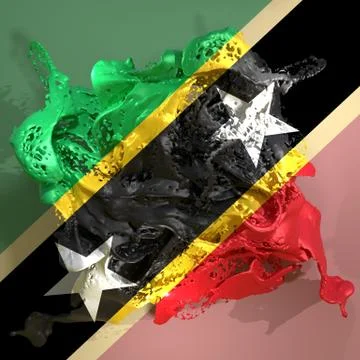 Saint Christopher and Nevis flag liquid Stock Illustration