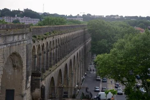Saint-Clement aqueduct in Montpellier Stock Photos