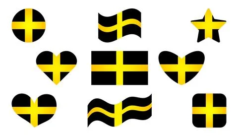 Saint David flag Wales vector shapes and icons set 库存插图