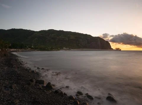 Saint Denis seafront at sunset in Reunion Island Stock Photos