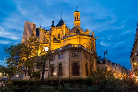 Saint-Eustache cathedral view from paris during the twilight Photos