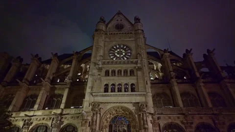 Saint-Eustache Church Facade at Night Paris Stock Footage 324837862