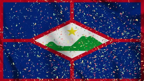 Saint Eustatius flag seamless animation with paper confetti Stock-Footage 223345536