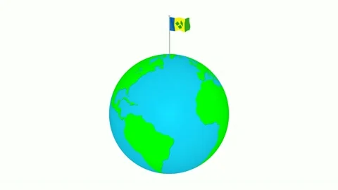 Saint flag waving on the rotated planet earth Vidéo 207240215