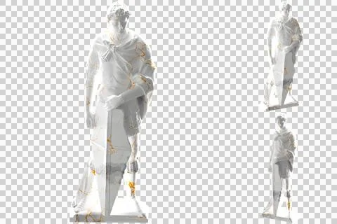 Saint George statue in white marble gold. Perfect for apparel, album covers,  Stock Illustration