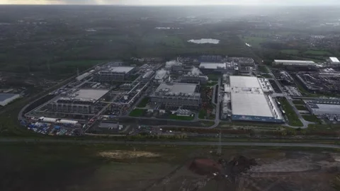 Saint Ghislain AI Data Center Aerial Stock Footage 325521009