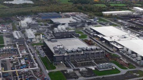 Saint Ghislain data center, digital applications, AI and artificial Stock Footage 320457427