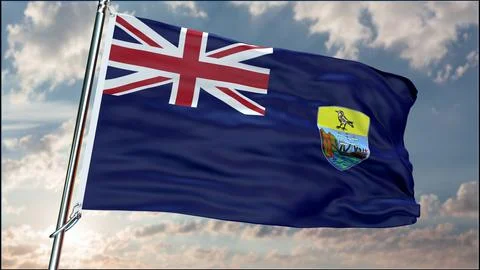 Saint Helena flag background realistic waving in the wind 8K Ilustración de archivo