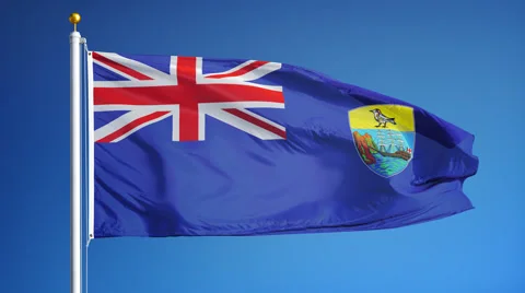 Saint Helena flag in slow motion seamlessly looped with alpha Stock Footage 64266847