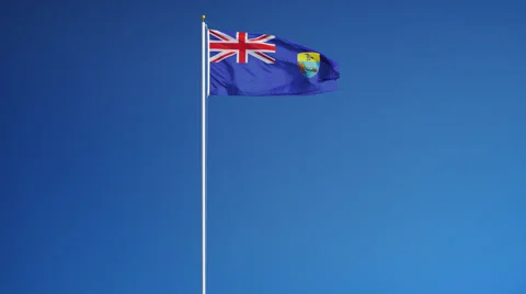 Saint Helena flag in slow motion seamlessly looped with alpha Stock Footage 64266861