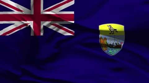 Saint Helena  Flag Wave Loop waving in wind Realistic Saint Helena Flag back 動画素材 341838507