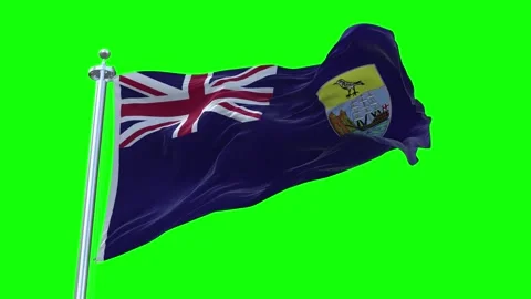 Saint Helena Flag Waving in Loopable and Textured green screen background Stock Footage 296876178
