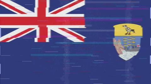Saint Helena Glitch Flag Vector - RGB Split Digital Video Frame Design Stock Illustration