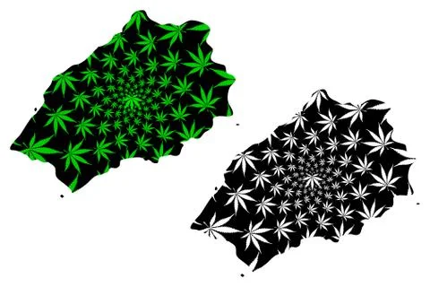 Saint Helena - map is designed cannabis leaf Stock Illustration